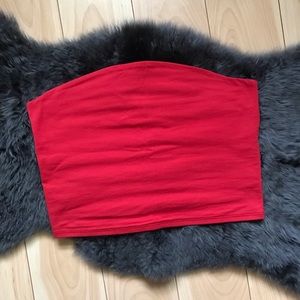Bright red tube top